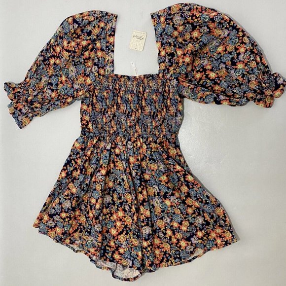 NEW NWT Womens XS Free People Show Me Love Floral Print Ruched Romper MSRP $148 - Picture 7 of 7